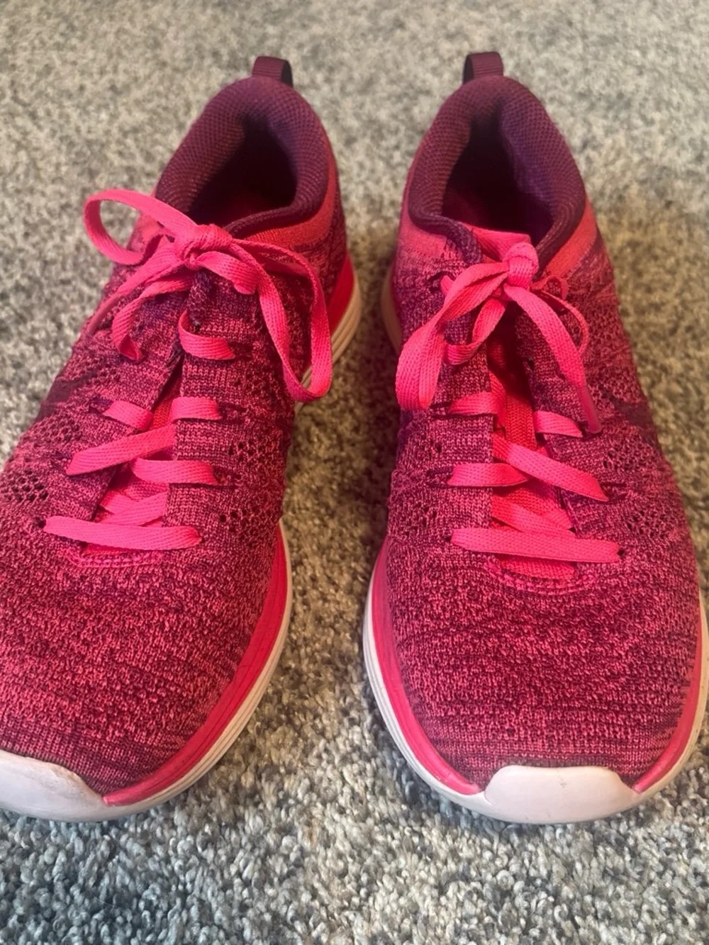 Nike Women's Pink and Magenta Flyknit Training Sneakers